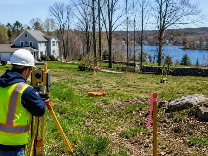 Metes and bounds survey in Rochester NY using field measurements and boundary markers to interpret an older property description.